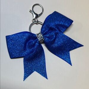 Sparkling Blue Bow Keychain Charm